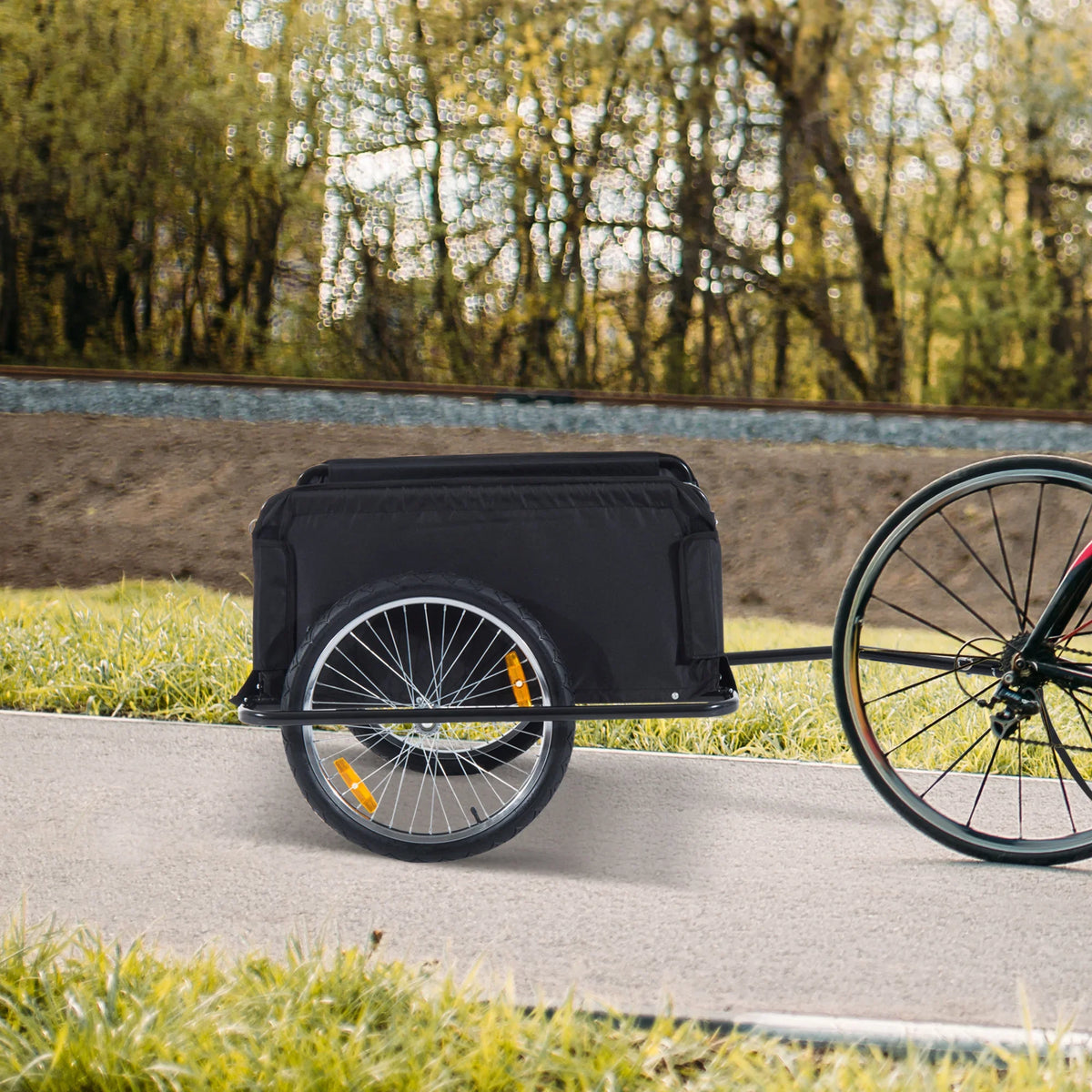 Outsunny 88 lb Two-Wheel Bike Cargo Trailer with Cover