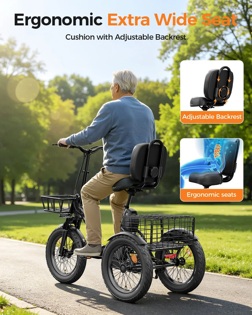 EILLEO SPACEWALK Folding Electric Trike, 48V 15Ah