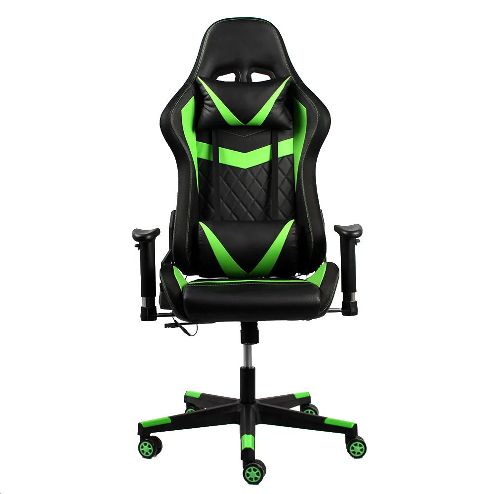 Ergonomic Gaming Chair With Massage Function and Rgb Lights Adjustable Height Recliner With Footrest Headrest for Gamers