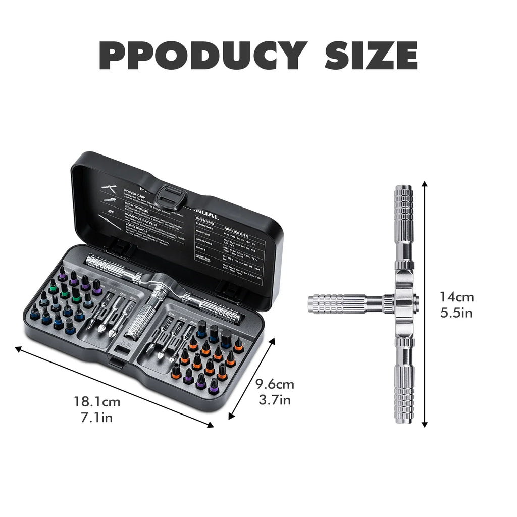 VMAN 40in1 Multifunction Ratchet Screwdriver Set Multi Magnetic Bits Mini Repair Tool Kit  Household Tool For PC & Iphone Etc.