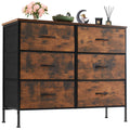 JHK 6-Drawer Fabric Storage Cabinet - Metal Frame, Wooden Top, 66lb Capacity, 4 Adjustable Feet, Chocolate / Ivory / Grey / Black