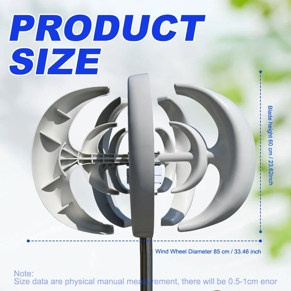 US Delivery 5000W Vertical Turbine 12V/24V Low-Noise Household 220V With Free Charging Controller