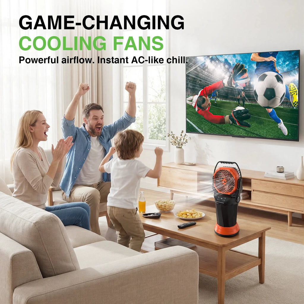 TaskStar 2-in-1 Portable Misting Fan - 33,000mAh Battery, 2L Tank, Remote Control, RGB Lighting, 120° Auto-Oscillation