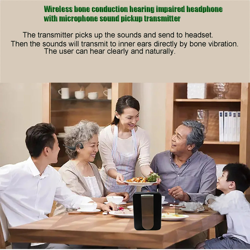 Bone Conduction Hearing Aid Headphones Wireless TV Listening Headsets with Hearing Amplifier to Watch TV and Conversation