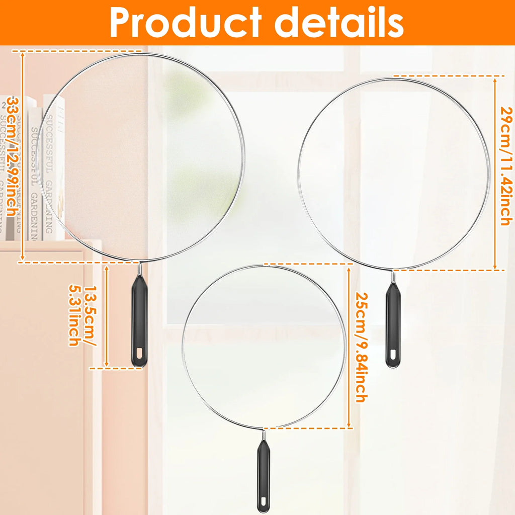 3/4Pcs Cooking Frying Stainless Steel Anti Splatter Guard Oil Net Grease Splatter Screen Pan Mesh Guard Screen Splash Cover Set