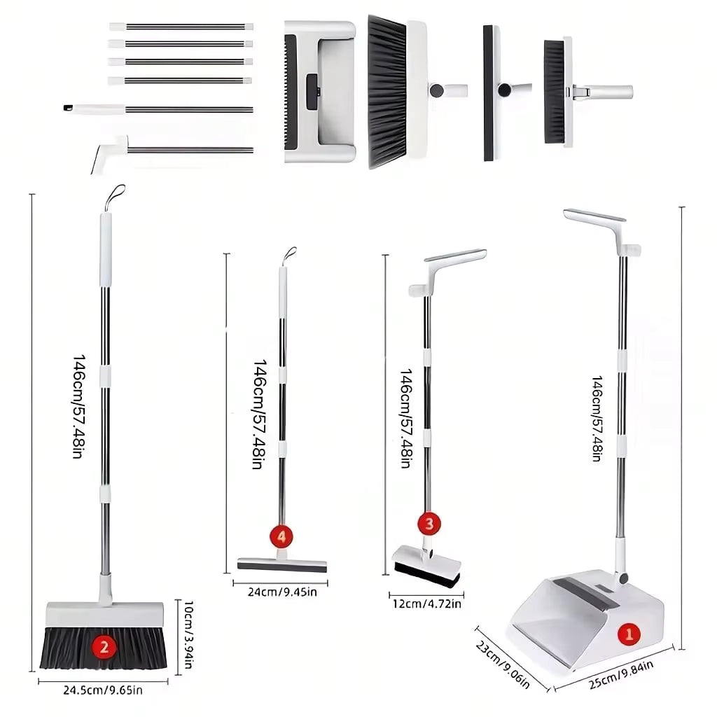 Collapsible Broom and Dustpan Set, Lightweight Cleaning Tool