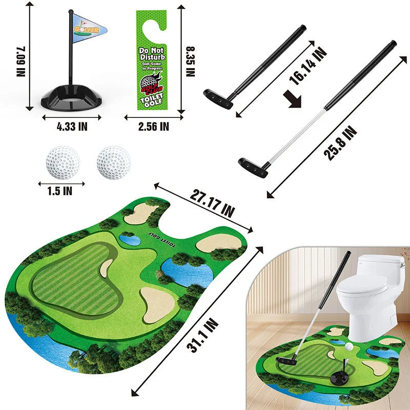 Household Toilet Leisure Golf Scene Leisure Entertainment Sports Toy Toilet Mini Set Putting Pad Swing Trainer