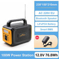Gaiaray 100W Portable Power Station LiFePO4 Charge Station 76.8Wh Solar Generator With Bluetooth Speaker FM for Camping Travel