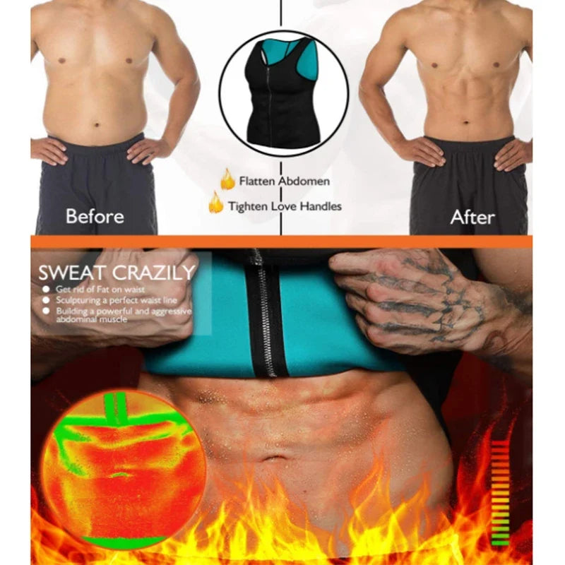 Men Slimming Vest Sauna Sweat Vest Body Shaper Neoprene Tank Top Abdomen Control Waist Trainer Fat Burning Shapewear