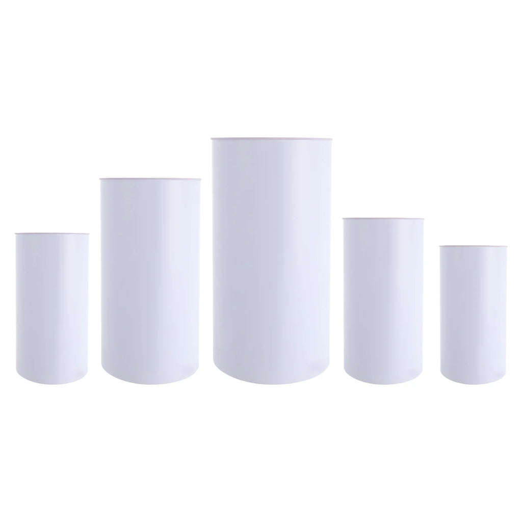 5-Piece White Cylinder Dessert Display Stand Set