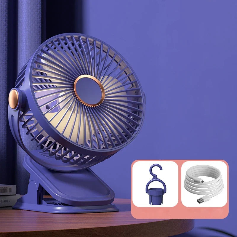 Baby 3 Speeds Stroller Mini Fan With Light Portable USB Charging Fan Mobile Phone Holder Stroller Accessories Baby Newborn Items