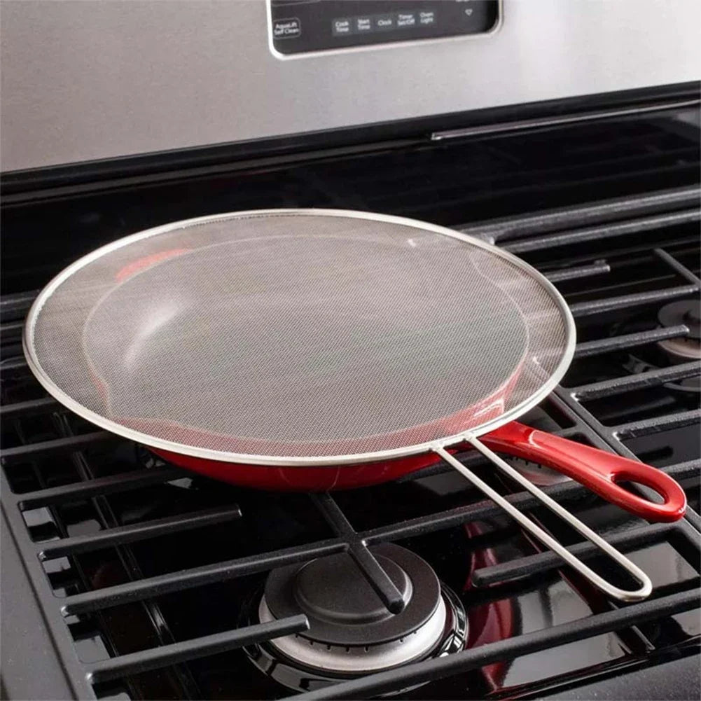 Oil Net Splash-Cover,Oil Splash-Guard with Fine Mesh Filter,Stainless Steel Splashproof Oil Net Cover For Home Use,Kitchen Tool