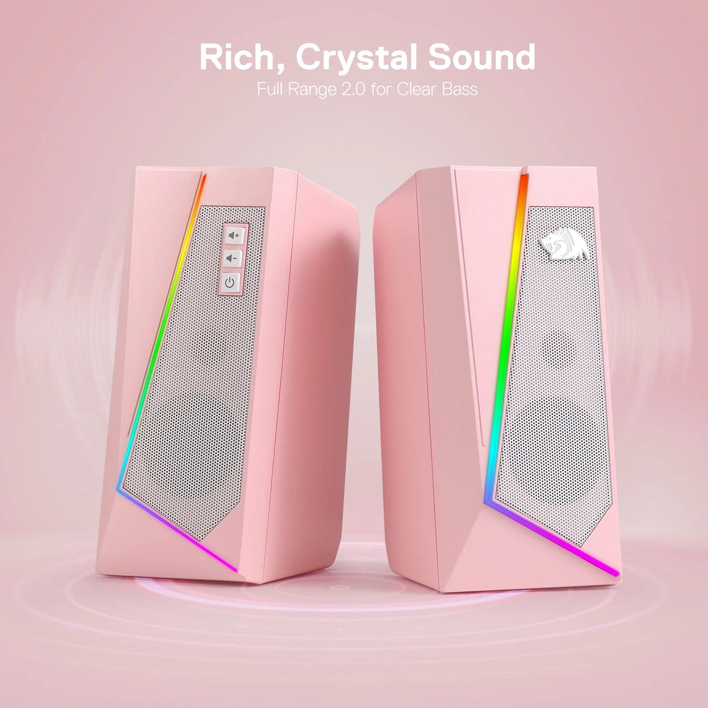 Redragon GS520 Anvil RGB Desktop Speakers - 2.0 Stereo, 6 Touch-Control LED Modes, USB Powered
