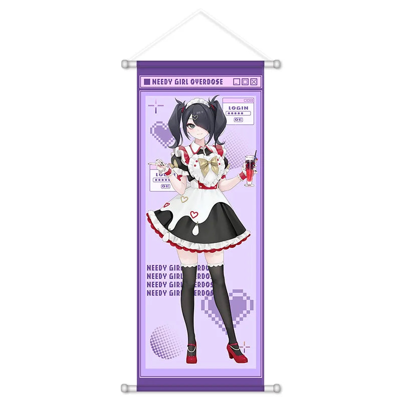 NEEDY GIRL OVERDOSE Anime Rain Scroll Canvas Wall Hanging Painting Home Decor Poster Wall Art Room Decoration Birthday Gift