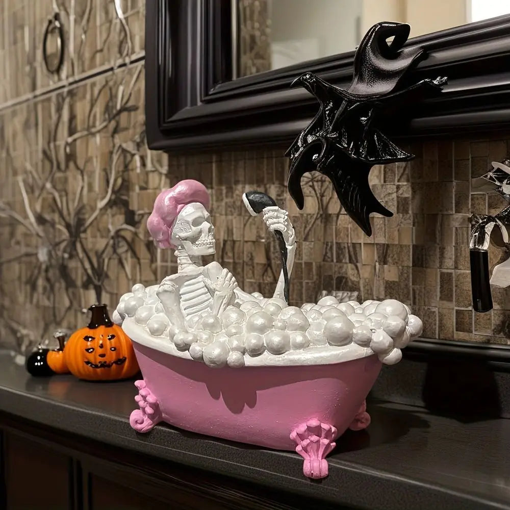 Halloween Resin Ghost Figurine, Pink, 8 x 5.5 x 9cm