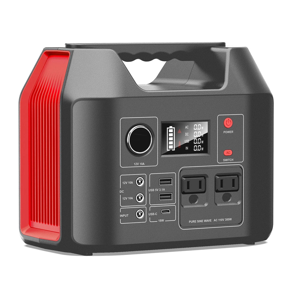 Portable Power Station 300W Solar Generator 256Wh 80000mAh Power Bank 110V AC/DC/USB/USB C LiFePO4 Battery Pack For Camping CPAP