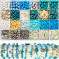 1860pcs Sea Blue and White Beads Paired with Sea Turtle and Starfish Shaped 8mm Round Beads, Suitable for Bracelets, Jewelry, Ke
