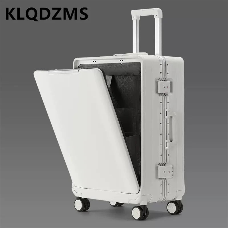 KLQDZMS 20 Inch Portable Front Opening Suitcase With Large Capacity 24 Inch Business Trip Travel Cabin Rolling Luggage Bag