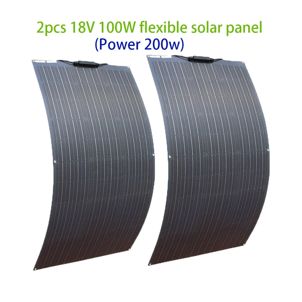 Solar Panels 100W 200W 300W 400W Solar Panel Kit or 18V Flexible Mono Photovoltaic Solar Plate Power 12V 24V Camping Car