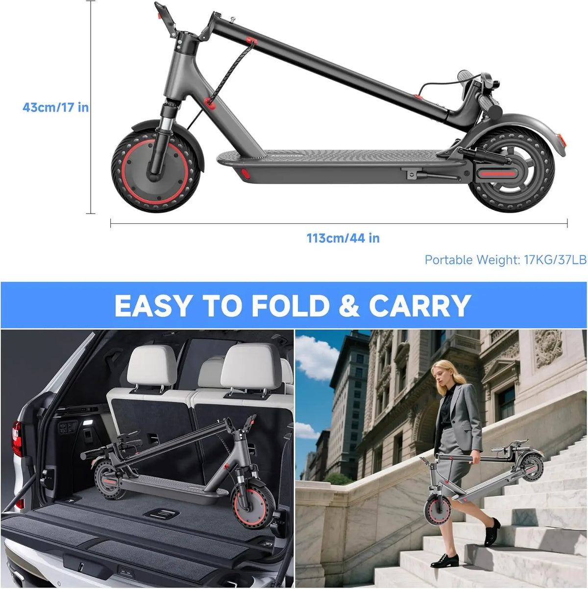 2026 NEW 10‘’ Electric Scooter for Adults,500W Powerful Motor,22 Miles Long Range,Dual Braking System,22Mph Max Speed,Foldable E Scooter with Solid Tires,APP Control