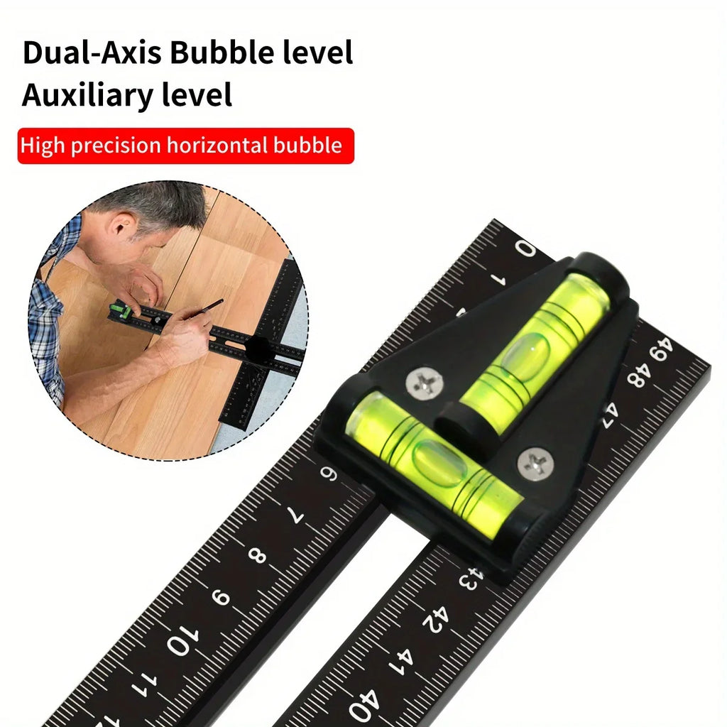 Adjustable 2-in-1 Drilling Square Ruler - Cabinet Hardware Jig - Woodworking Tool