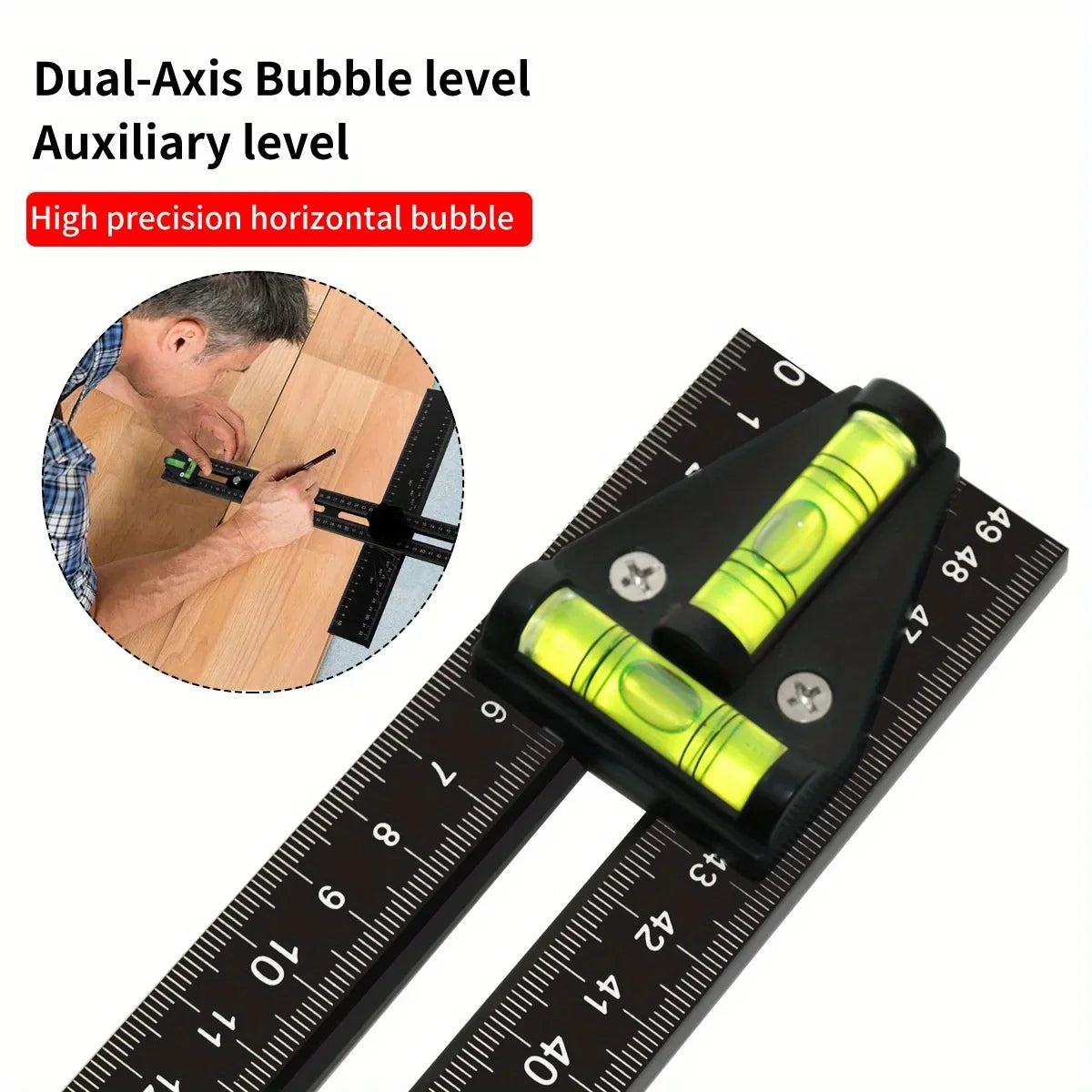 Adjustable 2-in-1 Drilling Square Ruler - Cabinet Hardware Jig - Woodworking Tool