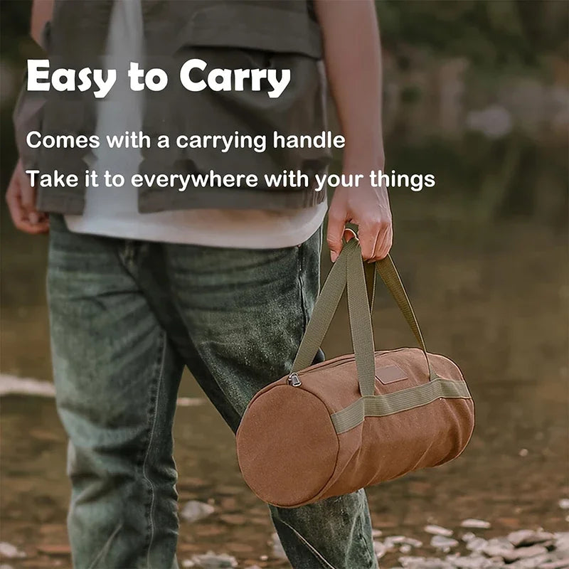 Camping Tools Storage Bag Large Capacity Cylinder Tent Stake Bag Lightweight Tent Peg Ground Nail Holder Bag for Outdoor Camping