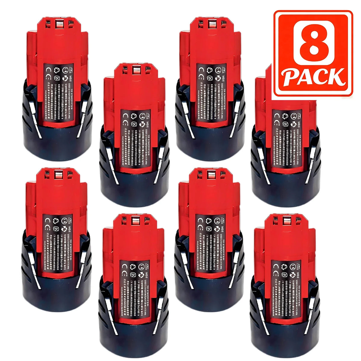 12V 3.0Ah Compatible Replacement Battery for Milwaukee M12, 2-8 Pack