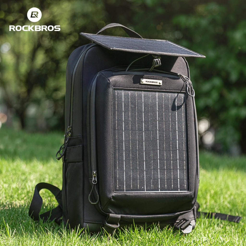ROCKBROS Shoulder Bag 20L Large Capacity Solar Power Supply Backpack 10V USB Portable Solar Panel Outdoor Sports Hiking Backpack