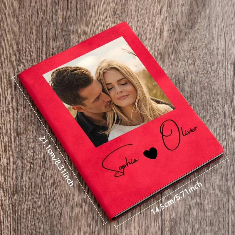 Customizable A5 Personalized Notebook - Personalized Your Name And Photo Couple Portrait