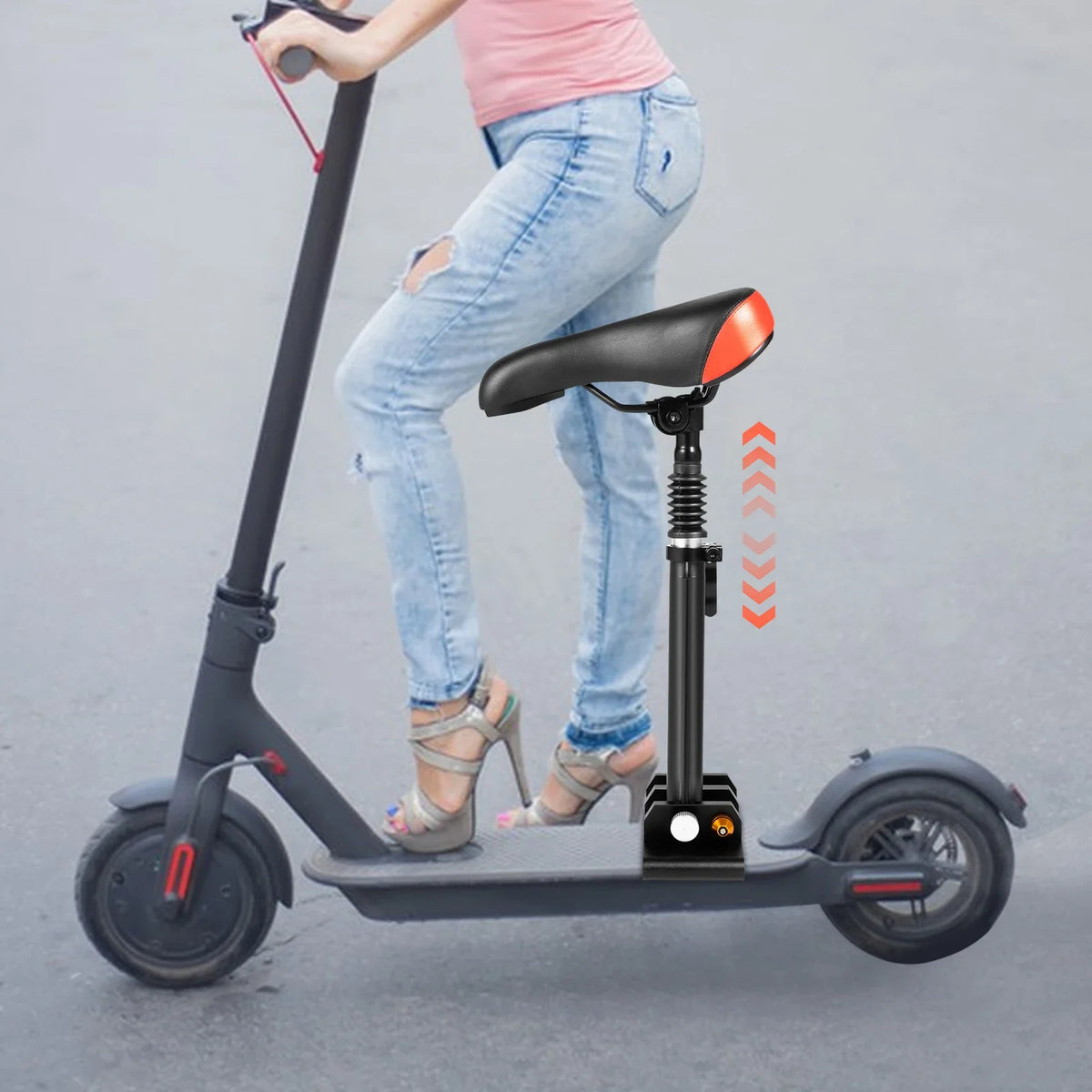 Adjustable Scooter Seat 45-65cm Electric Scooter Folding Saddle Seats Ergonomic PU Cushion Absorbing Seat with Screwdriver