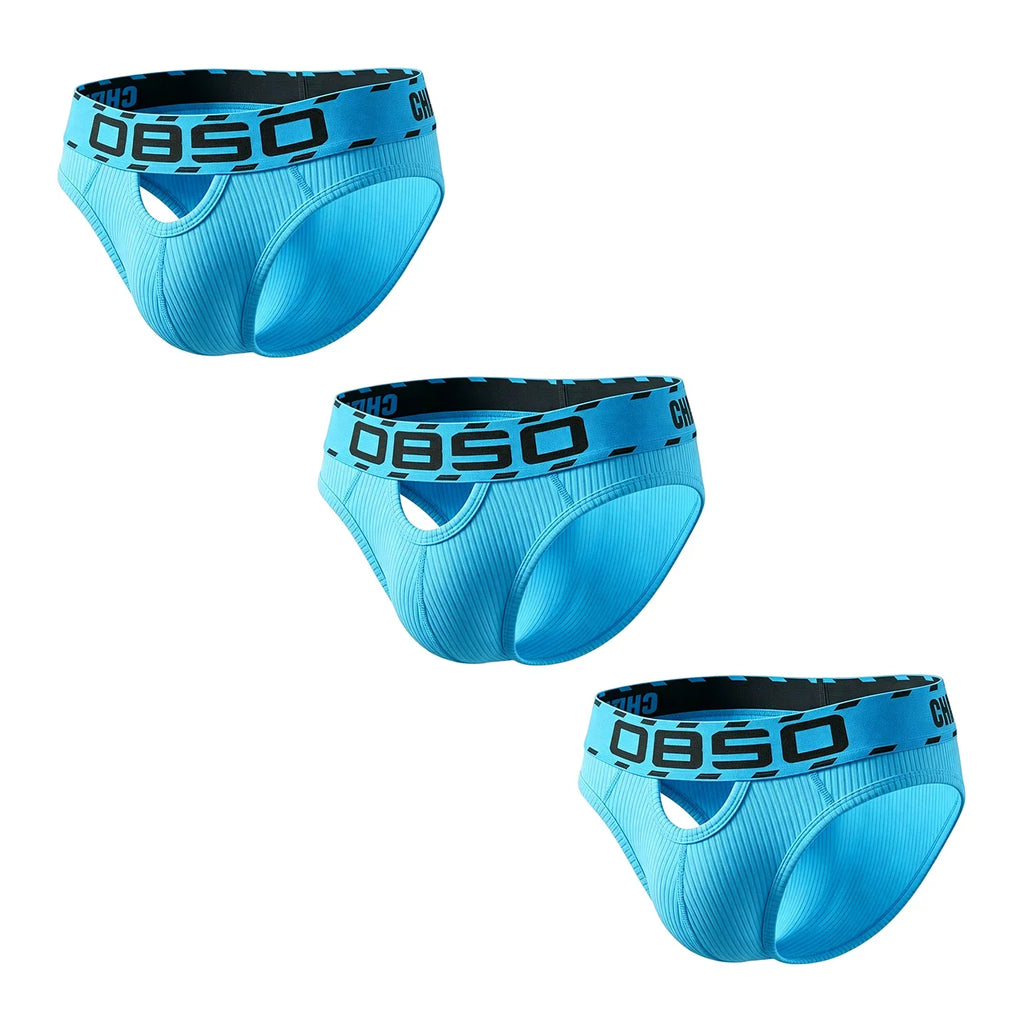 1/3Pcs Cotton Men Underwear Sexy Breathable Bikini Panties Underpants Large Crotch Pouch Mens Briefs with Front and Back Cutouts