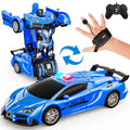 Remote Control Cars Police Car Toy Gesture Sensing with LED Light, 2.4GHz One Button Transformation Robot RC Cars Gift for Kids