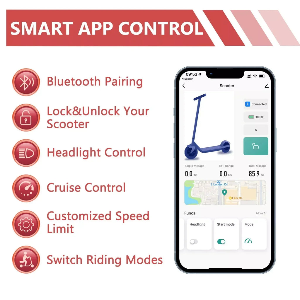 LADPED LP80 Electric Scooter 19mph Speed Shock-Absorbing Anti-Skid 8.5-Inch Folding Waterproof Scooter for Urban Commuting