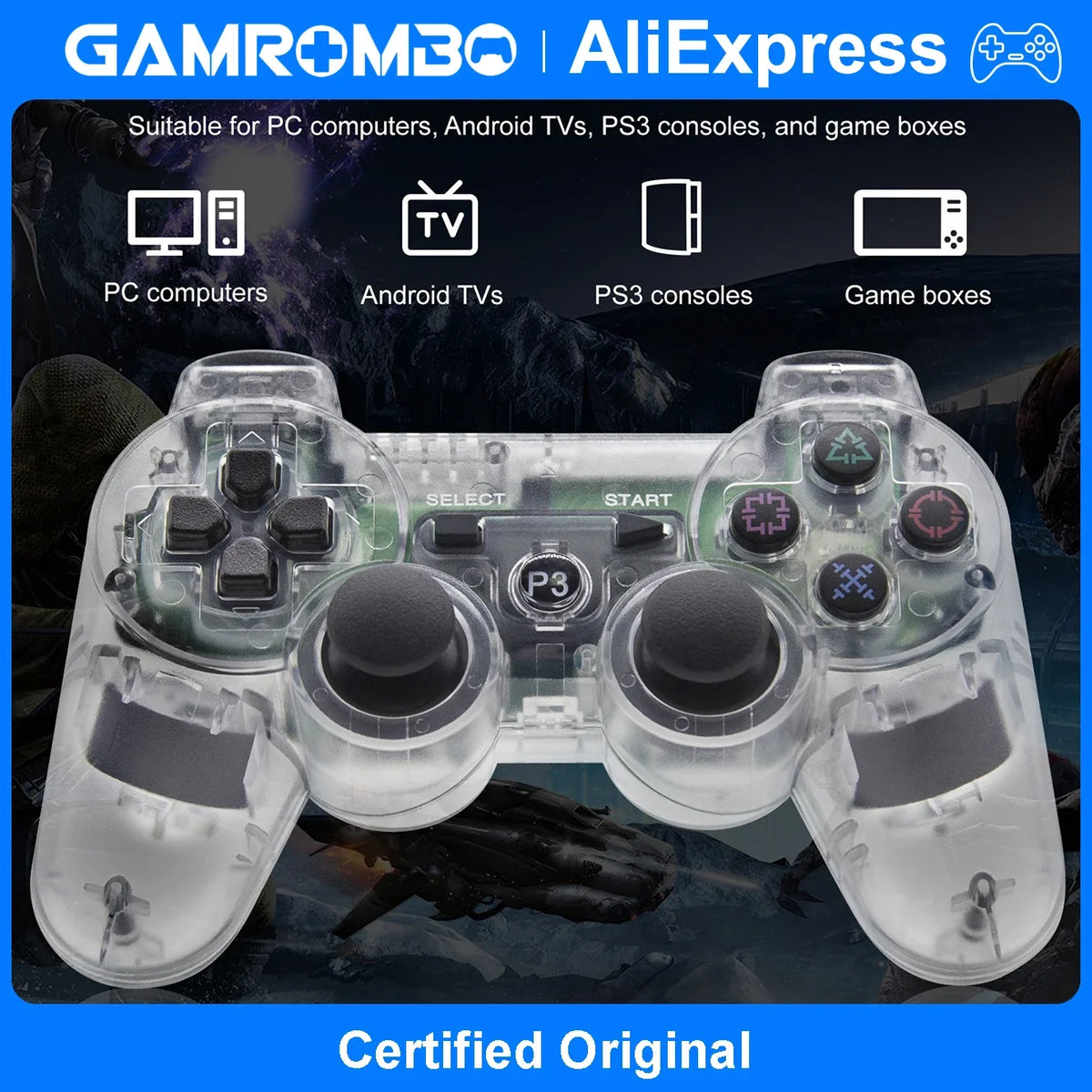 Gamepads For Playstation 3 PS3 Consoles PC/Android TVs /Game Boxes 360°Joysticks Precise Targeting No Deadzone Game Controller