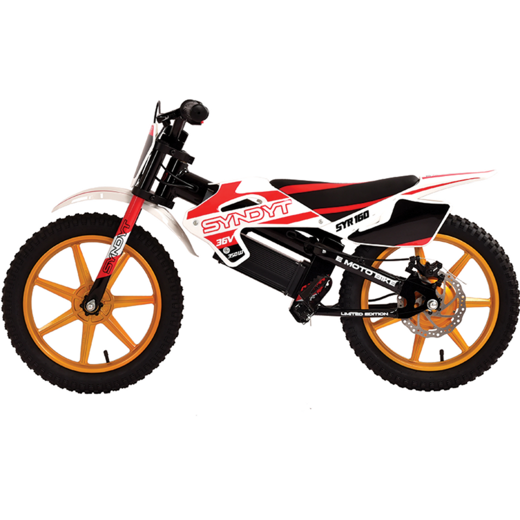 SYNDYT SYR 160 16" E-BMX Bike. 36 Volts. 10 AH. 350 Watts. 5, 10, 16mph
