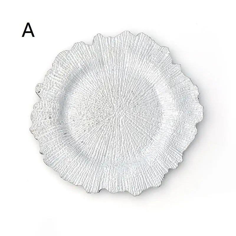 Floral Reef Plastic Chargers Set Round Dinner Plates 33CM Wedding Table Decor Banquet Parties 6 Piece Set