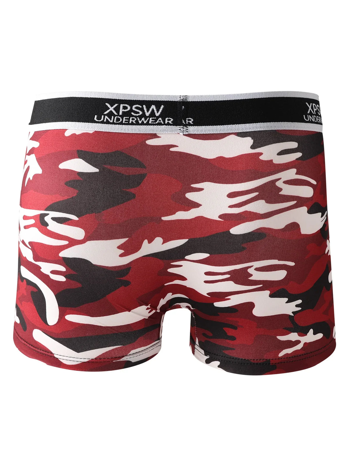 Men's 4-Pack Polyester Boxer Briefs - Camouflage Print, "XPSW UNDERWEAR" Waistband