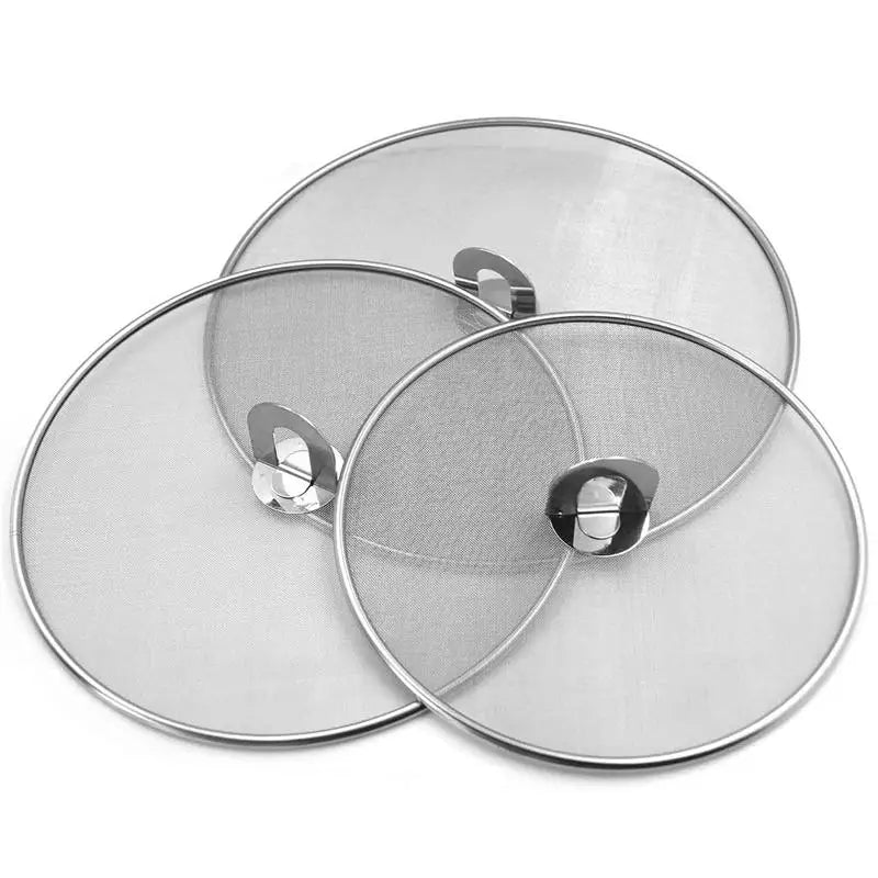 Dia. 25/29/33cm Stainless Steel Splatter Screen Mesh Pot Lid Cover Silver Oil Frying Pan Lid Cooking Tools Kitchen Gadgets