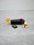 Miniature Skeleton Coffin Scene Ornament, Vampire Coffin