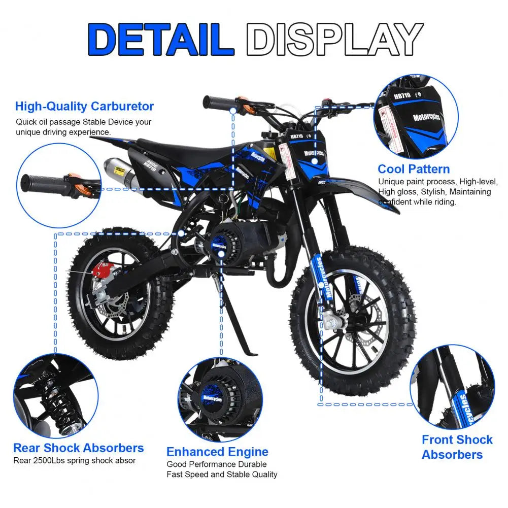 49CC Two-Stroke Gas Mini Motorcycle with Disc Brakes