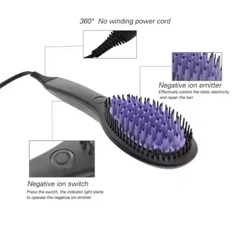 Hot Comb Hair Straightener Brush Ionic Anti Scald Curling Iron Ceramic PTC Fast Heating Straightening Curler Stying Tool