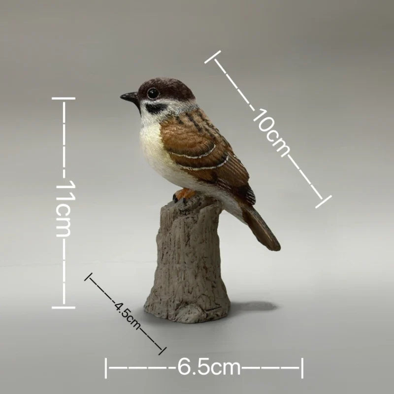 Resin Sparrow Bird Statue Ornament for Desktop Decor