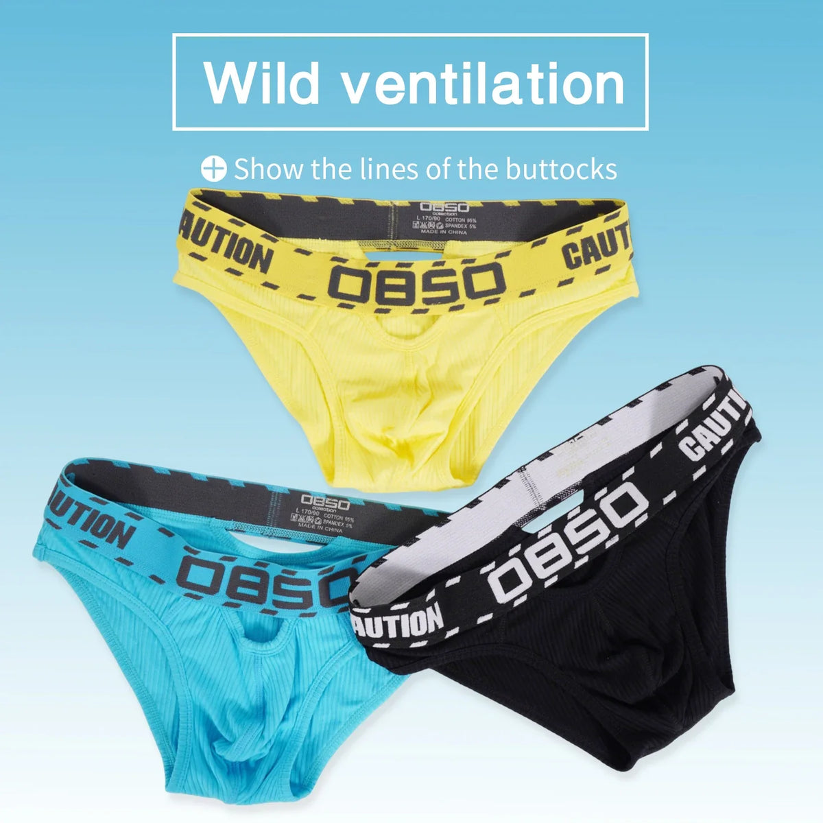 1/3Pcs Cotton Men Underwear Sexy Breathable Bikini Panties Underpants Large Crotch Pouch Mens Briefs with Front and Back Cutouts