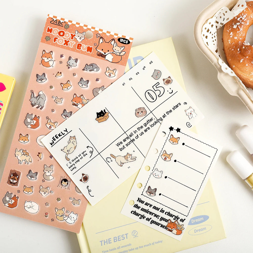 1 Sheet Kawaii Pet Clear PET Sticker, Mini Dog Cat Panda Rabbit Waterproof Strips for Scrapbook Journal DIY