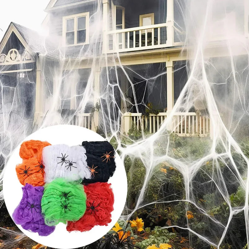 Artificial Spider Web Halloween Decoration with Spider