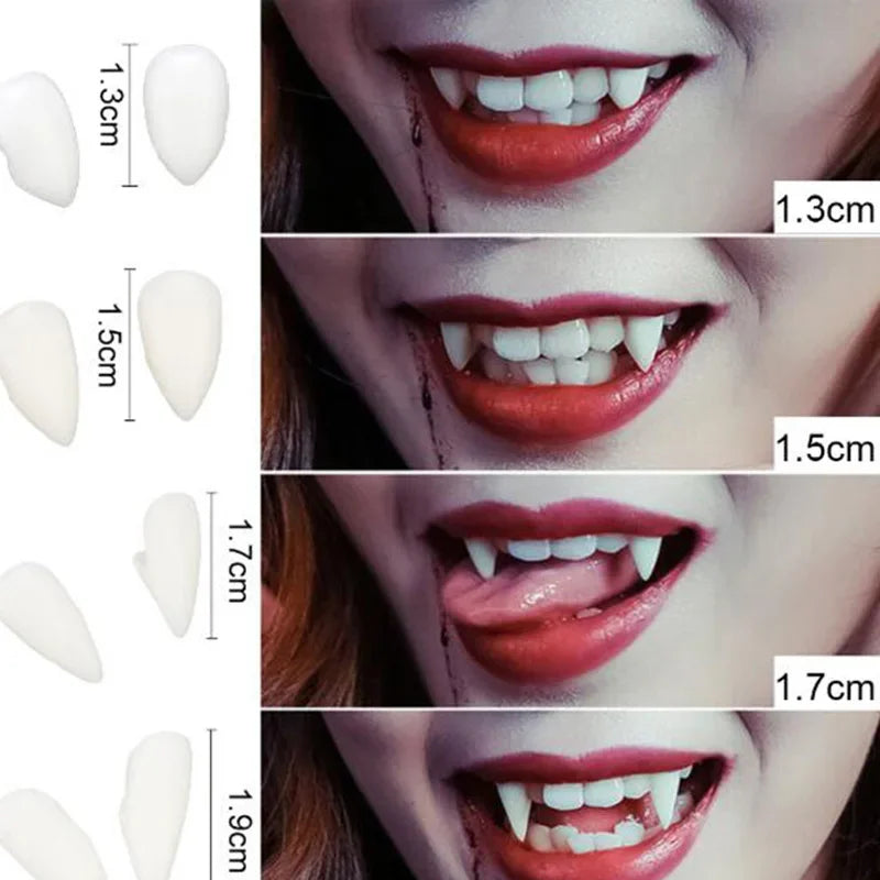 Vampire Costume Fangs, White Resin 1.7cm Pair