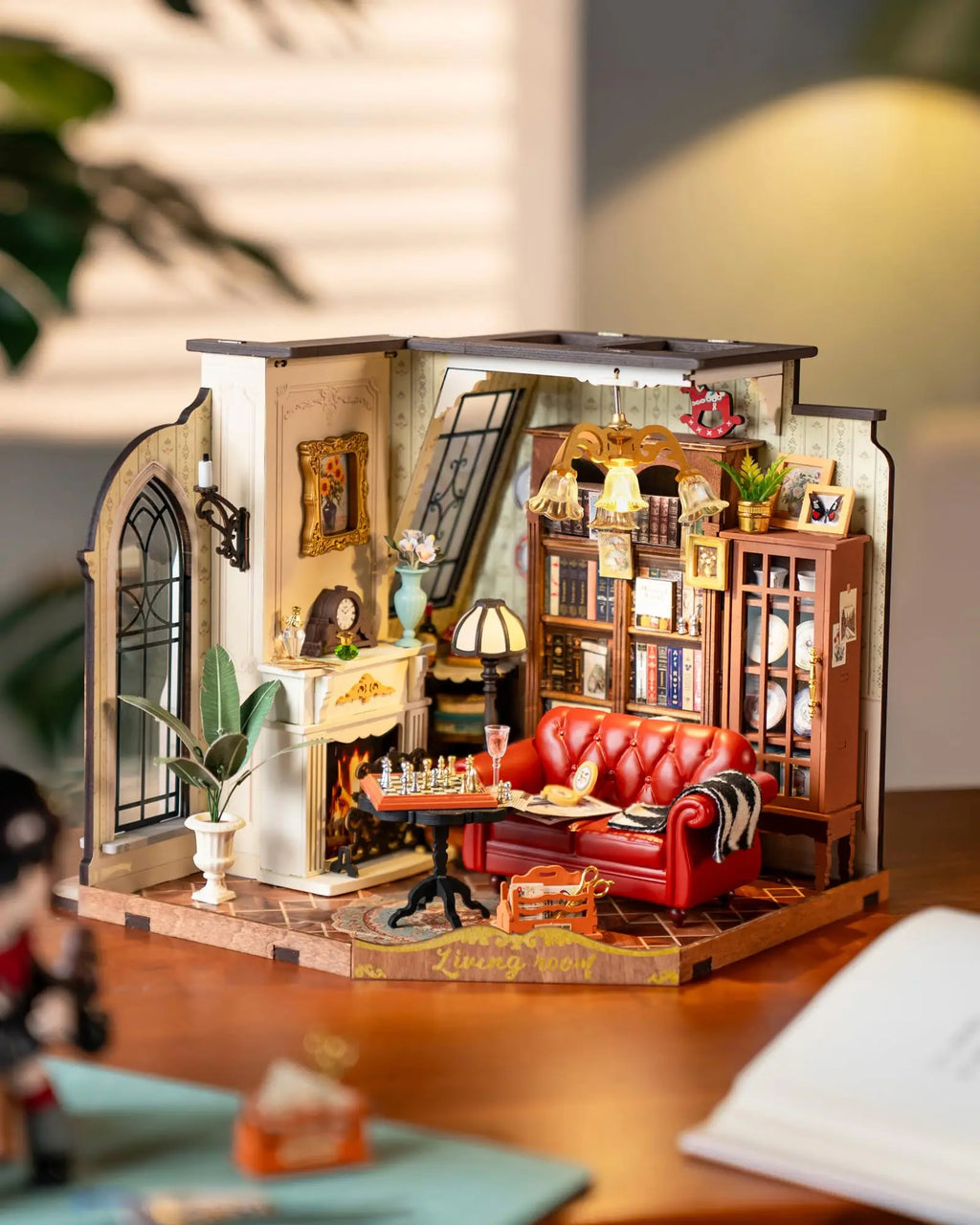 Robotime Rolife DIY Catherine's Living Room Doll House with Furniture Miniature Dollhouse Wooden Kits Toy for Kids Adults