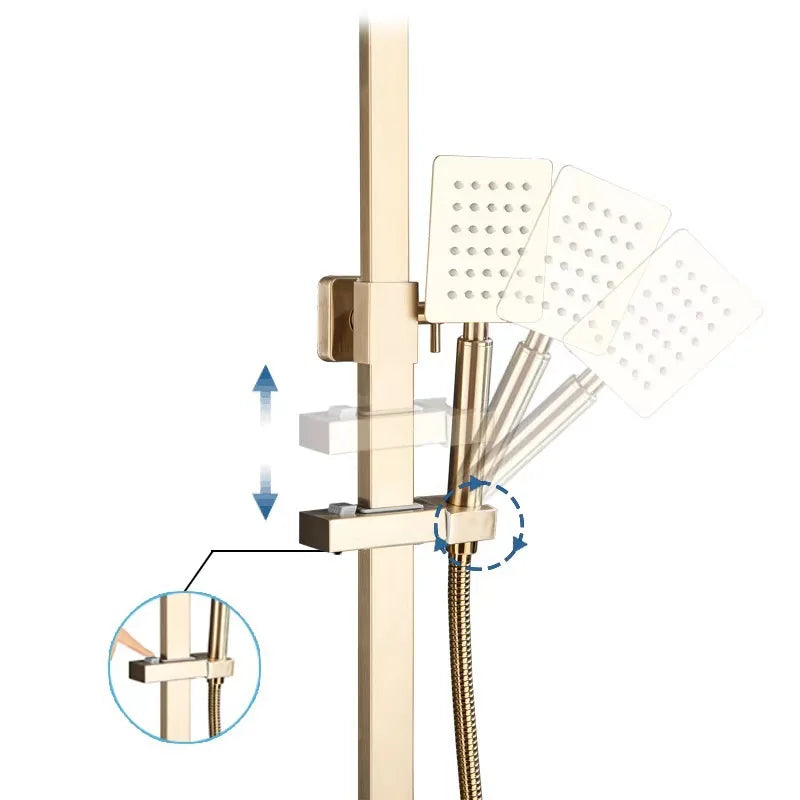Wall-Mounted Rainfall Shower Faucet Set with Slide Bar
