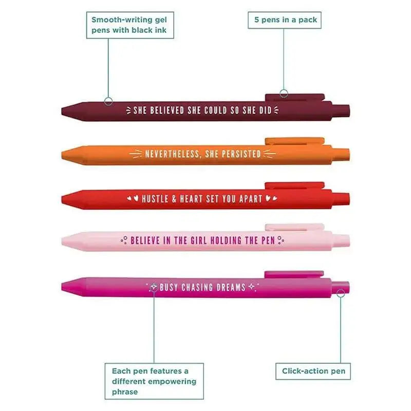 5pcs Motivational Pens Novelty Pens Motivational Messages Pen Inspirational Pen Set Black Ink Pens